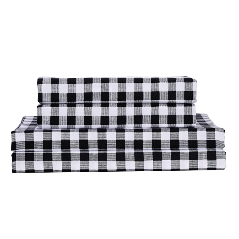 Hepburn Black‎ Gingham Plaid 100% Cotton Sheet Full Preppy Farmhouse Country